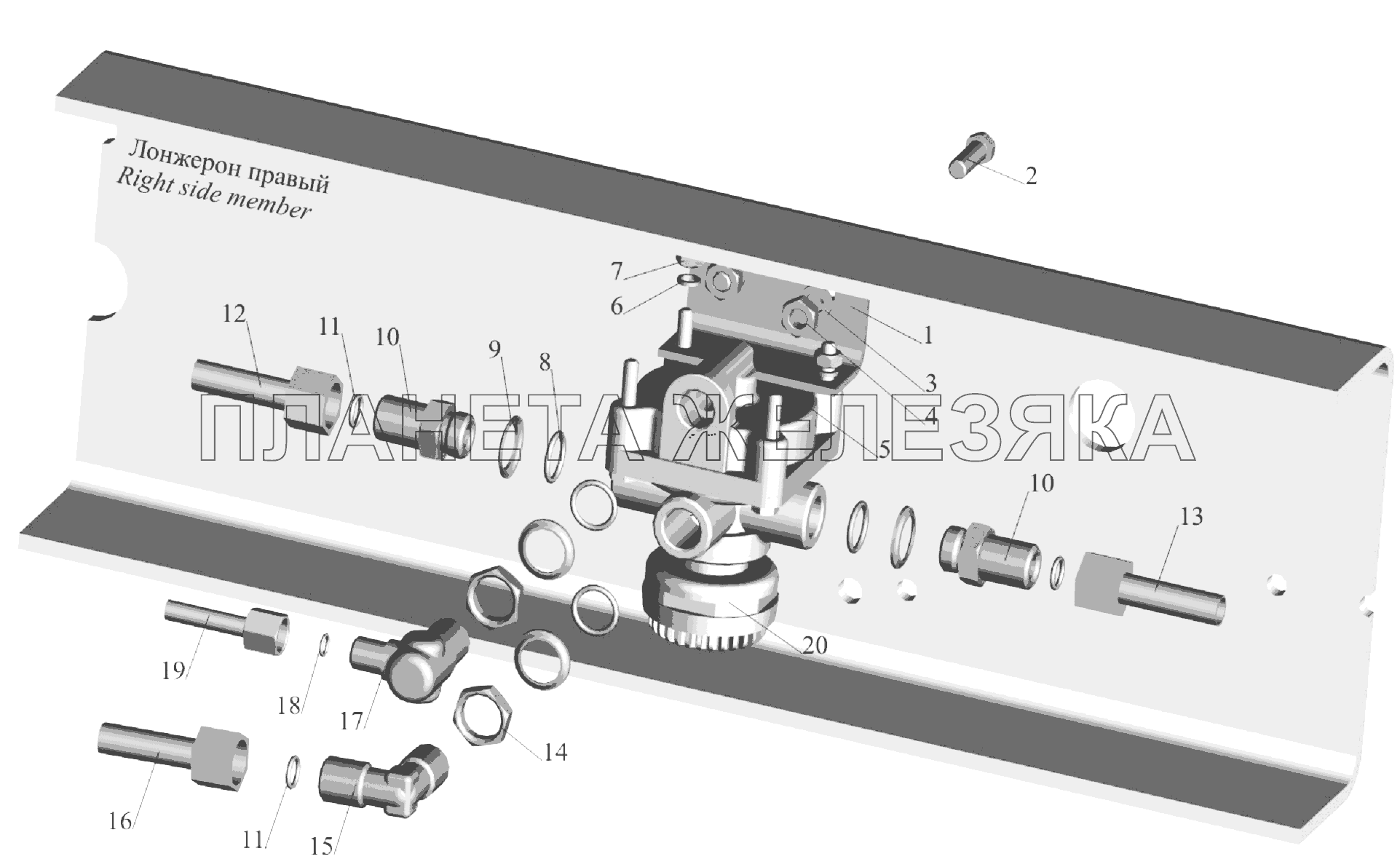 Установка ускорительного клапана 543403-3518004 МАЗ-6303A3, 6303A5